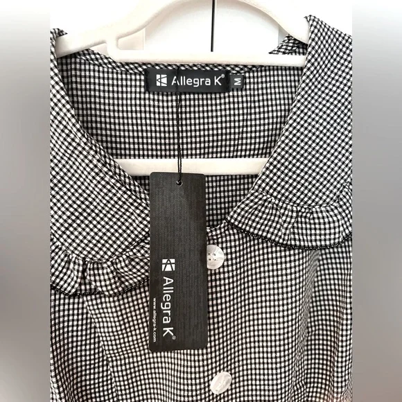 ALLEGRA K Plaid Gingham ruffled Peter Pan Collar Dress! - Picture 2 of 3